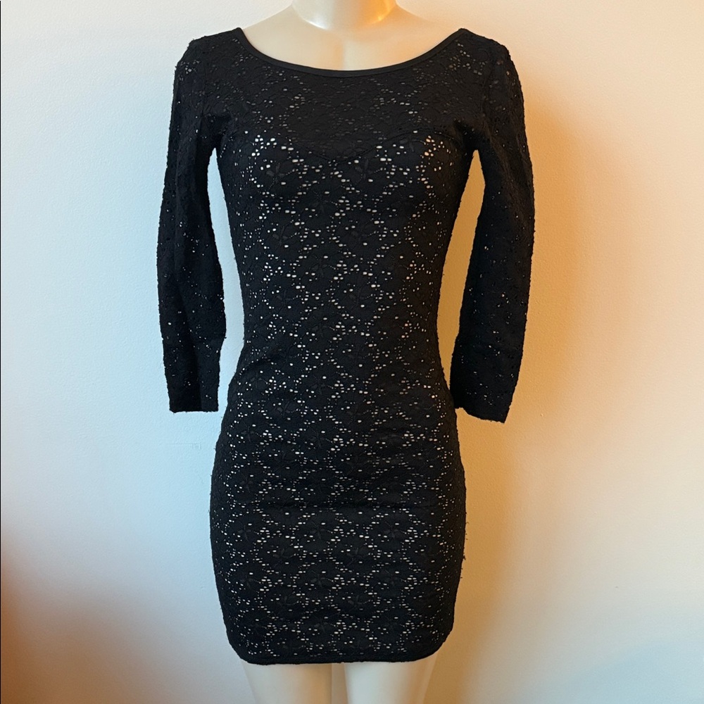 Jump Girl Black Allover Lace Stretch Dress Size 3/4